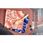 コバルトブルー&赤 唐草模様 角皿2枚セット