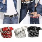 ベルト メンズ ラインストーンベルト キラキラ スタッズベルト パンク  PUレザー サイズ調整可能 帯カット可能  カジュアル  ゴルフ  ゴルフベルト  白 ホワイト