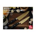 ふるさと納税 包丁 岐阜県 関市  濃州正宗作 チタンコーティング包丁２点セット（ゴールドカラー） サビにくい、汚れが付きにくいクリーンな包丁 H10-27