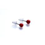 アクセサリー ピアス 赤サンゴ丸玉ピアス