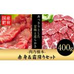 ふるさと納税 馬肉 熊本県 大津町 馬刺・赤身&霜降りセット 計400g 《60日以内に出荷予定(土日祝除く)》 赤身馬刺し 霜降り馬刺し 肉乃橋本 冷凍 ブロック