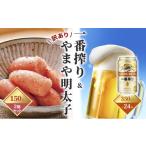 ふるさと納税 ビール 福岡県 朝倉市 一番搾り 生ビール 350ml（24本）×訳あり 明太子 切子 150g×2個セット（やまや） 配送不可：離島