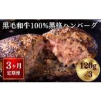 肉 ハンバーグ 定期便 3ヶ月 黒格ハンバーグ120g×3個