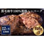 肉 ハンバーグ 定期便 12ヶ月 黒格ハンバーグ120g×3個