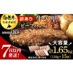 ふるさと納税 北海道 白老町 ★大容量！合計1.65kg！★訳あり・牛の里ビーフハンバーグ(110ｇ5枚入）×3