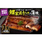 ショッピングうなぎ 蒲焼き 国内産 送料無料 ふるさと納税 鹿児島県 鹿屋市 1643 【土用の丑の日対応7／7入金まで】【九州産】備長炭手焼鯉家匠うなぎの蒲焼３尾セット計450g【国産】