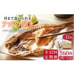 干物 アジ 全12回定期便 壱岐産 骨まで食べれるアジの開き