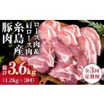 牛肉 ロース 全3回定期便 糸島産豚ロース肉6枚