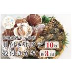 ふるさと納税 牡蠣 生牡蠣 北海道 湧別町 No.5930-0250 先行予約2025年11月から発送 北海道サロマ湖産 貝付きホタテ12枚・カキ約3kg ほたて 帆立 刺身 …
