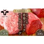 ふるさと納税 牛肉 ハンバーグ 佐賀県 白石町 牧場直送 人気返礼品セット しろいし牛 手ごねハンバーグ 5個&赤身ブロック(ローストビーフ用) 500g 佐賀セ…