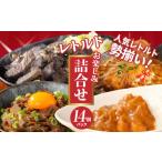 ふるさと納税 牛肉 ハンバーグ 宮崎県 木城町 福袋 お楽しみレトルト詰め合わせ14パックセット K16_0073_2 4種類のレトルト食品 パウチ レトルトカレー 牛丼の…