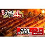 ふるさと納税 うなぎ 宮崎県 新富町  数量限定 特大 うなぎ 定期便 国産 鰻 蒲焼 4尾セット 全3回 隔月定期便（2026年4月、6月、8月お届け）1尾約190g 合計2.2…