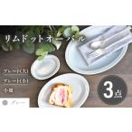 食器 グラス 皿 美濃焼 グレー リムドット オーバル