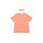 服 女 オレンジ レディース 綿 モダール半袖Tシャツ