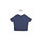 服 女 ネイビー レディース綿 モダール半袖デザインTシャツ