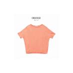 服 女 オレンジ レディース綿 モダール半袖デザインTシャツ
