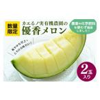 ふるさと納税 メロン メロン青肉 茨城県 笠間市 カエるノ実有機農園 優香メロン 2玉 有機 化学肥料 農薬 不使用