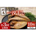 干物 アジ 全3回定期便 対馬 五月 真あじ 一汐干し 10枚
