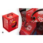 木工品 竹工品 お弁当箱 遊山箱 桜柄 赤 3段重ねの木製