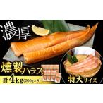 ふるさと納税 魚貝類 鮭 北海道 知内町  12月23日決済分まで年内発送 鮭 ハラス 燻製 500g×8パック 合計4kg セット トラウト サーモン 冷凍 海鮮 魚 さけ お…