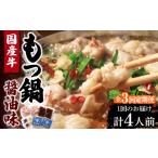 モツ鍋 全3回定期便 牛 もつ鍋 醤油味2人前×2セット 計4人前