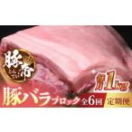 豚肉 6回定期便 豚帝 豚バラ ブロック 約1kg