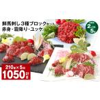 馬肉 2ヶ月毎5回定期便 鮮馬刺し 3種ブロックセット