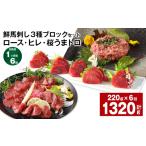 馬肉 1ヶ月毎6回定期便 鮮馬刺し 3種ブロックセット