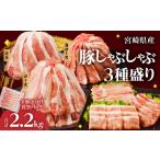 ふるさと納税 豚肉 ロース 宮崎県 都農町  令和8年4月発送 全部小分け真空パック 宮崎県産豚しゃぶしゃぶ3種盛りセット合計2.2kg 肉 豚 豚肉 おかず 国産_T041…