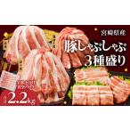 ふるさと納税 豚肉 ロース 宮崎県 都農町 令和7年8月発送 全部小分け真空パック 宮崎県産豚しゃぶしゃぶ3種盛りセット合計2.2kg 肉 豚 豚肉 おかず 国産_T041…