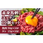 ふるさと納税 馬肉 熊本県 阿蘇市  ふるさと納税 国産 赤身 馬刺し ユッケ 50g×10パック ユッケのタレ付き 15g×10P 馬刺し 国産 ふるさと納税 冷凍 小分け …