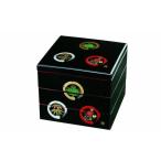 ふるさと納税 陶磁器・漆器・ガラス 和歌山県 上富田町 三段重箱 黒内朱 丸に松竹梅 お重 紀州漆器 弁当箱 お正月 おせち おせち料理 運動会 和食器 旅館 料亭…