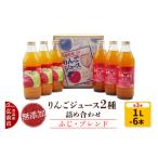 ふるさと納税 果汁飲料 りんご 青森県 弘前市 無添加りんごジュース2種(ふじ・ブレンド)詰め合わせ1L×各種3本 計6本