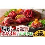 馬肉 熊本特産 赤身馬刺し3種とネギトロの詰め合わせ