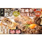 ふるさと納税 餃子 宮崎県 都城市 きのこ餃子48個&宮崎牛(A5)霜降り切り落し600g_AD-8701_(都城市) ギョウザ 12個入り 4パック 椎茸 きくらげ 都城産ブラ…