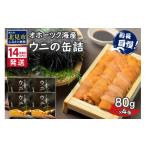ふるさと納税 缶詰・瓶詰 魚貝類 北海道 北見市  お歳暮 《14営業日以内に発送》サロマ湖産 ウニの缶詰 80g×4缶 ( 雲丹 うに 魚介類 海鮮 ) 114-0053