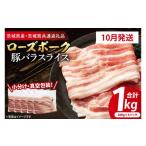 ふるさと納税 豚肉 茨城県 大洗町  発送時期が選べる・小分け・真空パック 国産豚肉 豚バラスライス 200g×5p (1kg) ( 茨城県共通返礼品・茨城県産 ) ブランド…