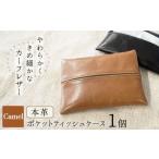 ふるさと納税 小物 愛知県 碧南市 やわらかい本革「ポケットティッシュケース」キャメル 革 ティッシュ ポケットティッシュ 茶 子牛 カーフレザー 薄い 軽い …