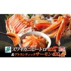 ふるさと納税 カニ ずわいガニ 大阪府 泉佐野市 年内発送 昆布塩加工 ボイルズワイ蟹 ビードロカット 400g前後 約2人前&アトランティックサーモン 200g前後…