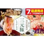 ふるさと納税 豚肉 バラ 北海道 喜茂別町 三元豚 しゃぶしゃぶ セット 計 1kg (ロース・バラ ) だし・昆布付き 《喜茂別町》 平田牧場 肉 豚肉 ロース バラ ロ…