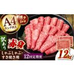 ふるさと納税 牛肉 しゃぶしゃぶ 福岡県 桂川町  全12回定期便 訳あり A4ランク以上 博多和牛 赤身（肩・モモ）霜降り しゃぶしゃぶすき焼き用 1.2kg 桂川町／…