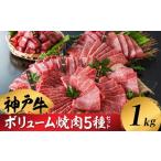ふるさと納税 牛肉 焼肉・バーベキュー 兵庫県 豊岡市 神戸牛 ボリューム焼肉セット 肩ロース 肩 モモ バラ 赤身角切り（1kg：200g×5種） 帝神志方ミート 1kg…