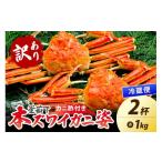 ふるさと納税 カニ ずわいガニ 京都府 京丹後市  大好評 カニ酢付き 訳あり 釜茹で 特大本ずわいがに姿 1kg×2杯　YK00485