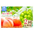 ショッピングふるさと納税 先行予約 ふるさと納税 果物の詰合せ 山梨県 笛吹市  2026年発送 先行予約 2回定期便 旬のフルーツ定期便（桃1kg・シャインマスカット1房） 180-021-26y 桃×シャインマ…