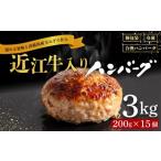 ふるさと納税 肉 ハンバーグ 滋賀県 竜王町  4月発送 近江牛 入り ハンバーグ 200g×15個 計3kg 淡路島の玉ねぎ入り 冷凍 真空 合挽 小分け 個包装 肉汁 たっ…
