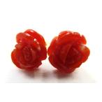 アクセサリー ピアス 珊瑚 バラ 花 K18 ゴールド
