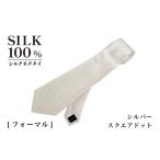 小物 シルクネクタイ スクエアドット シルバー