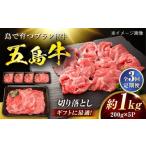 牛肉 3回定期便 五島牛 切り落とし 1kg