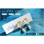 イヤリング シーグラス パール×シェル×金箔