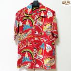 【売切れ】サンサーフ　アロハシャツ　Sun Surf　HISTOTRY OF THE ISLANDS　レギュラー・レーヨン半袖ハワイアンシャツ【SS39013】レッド